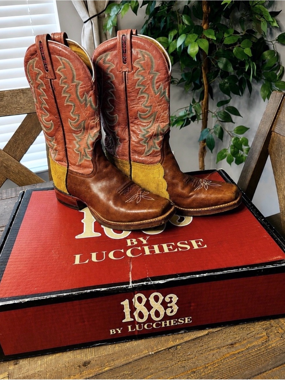 Tony Lama Brown and Pink Western Cowboy Boots